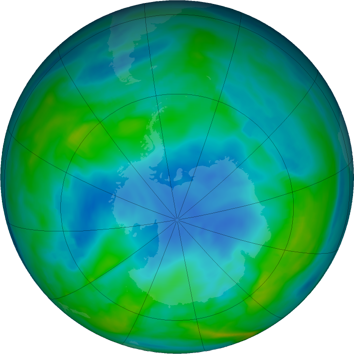 Antarctic ozone map for 24 May 2018